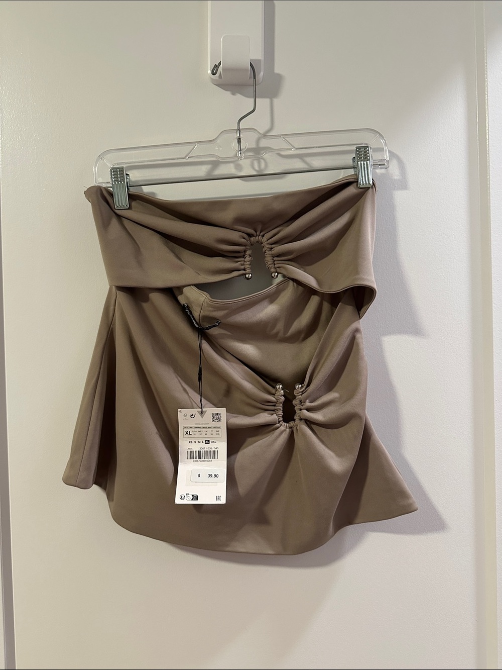 Zara Taupe Ruched Mini Skirt